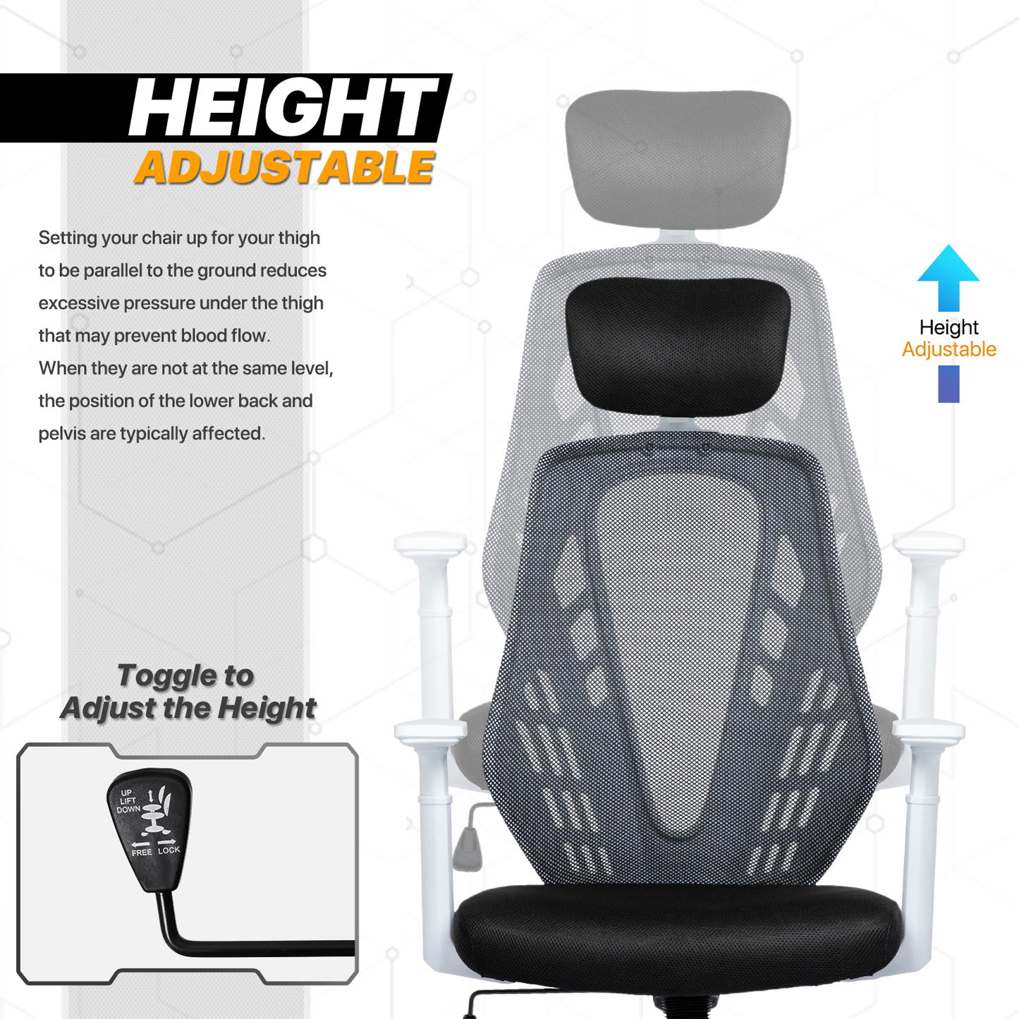 Mesh Task Chair with Headrest - 29" x 47" Studded Mat Set