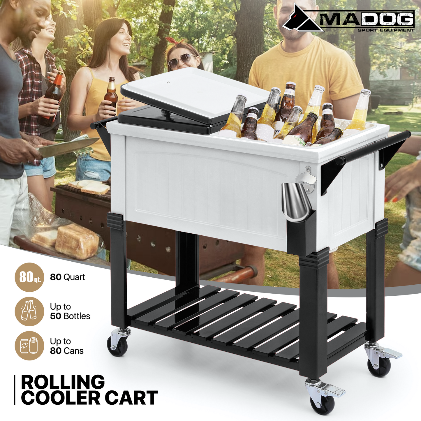 Rolling Cooler Cart - 75 liter - classic style