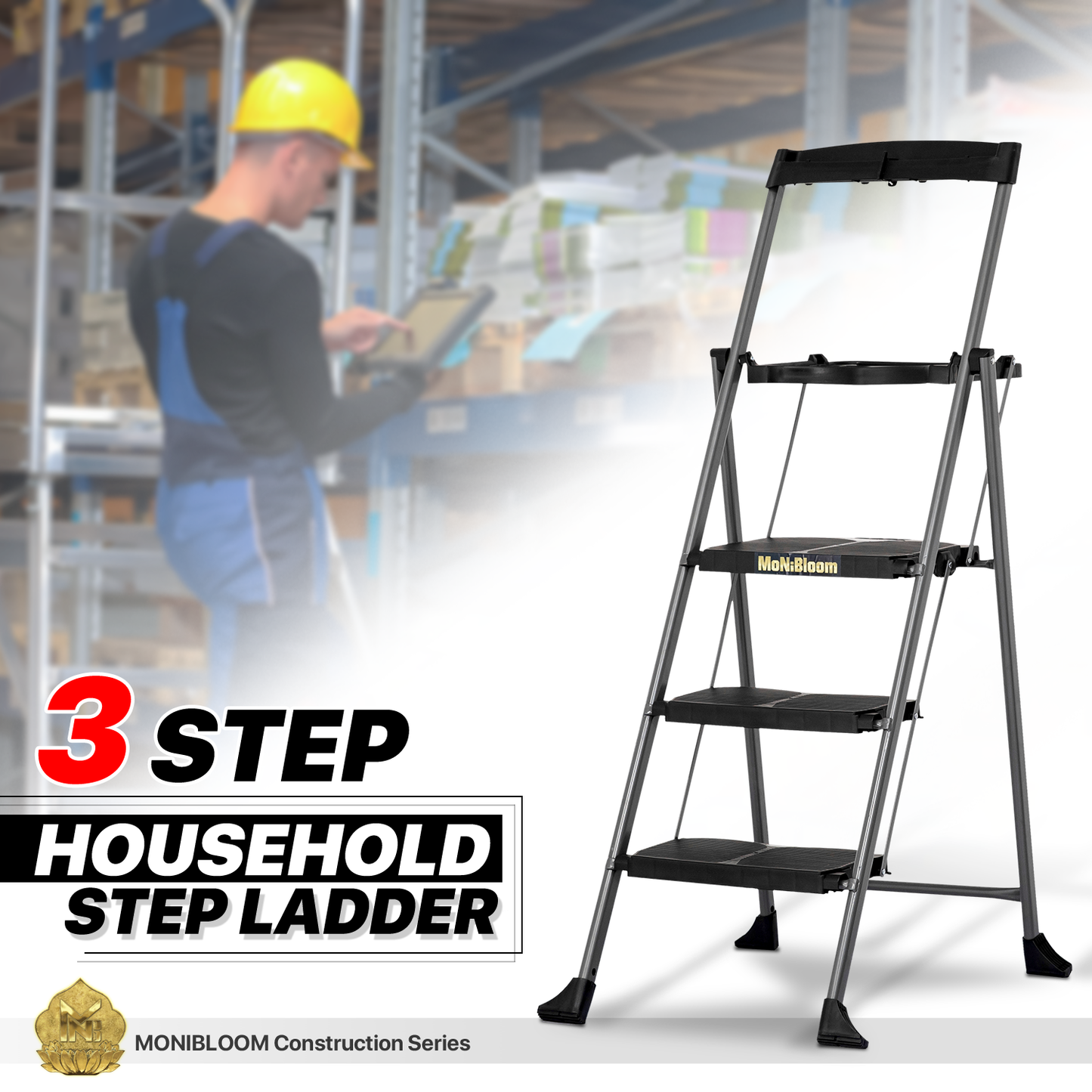 3 step ladder with tray deals