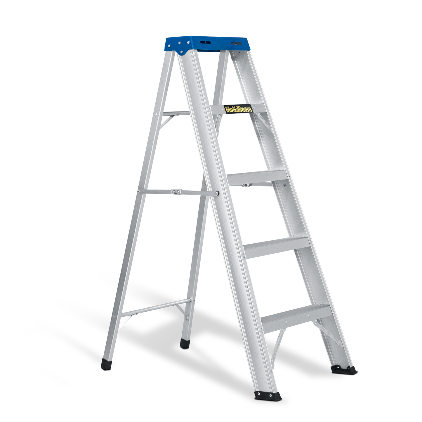 A-Frame Folding Ladder w/Tool Tray - 4 Steps 4.05 ft/48.6", Blue/Silver