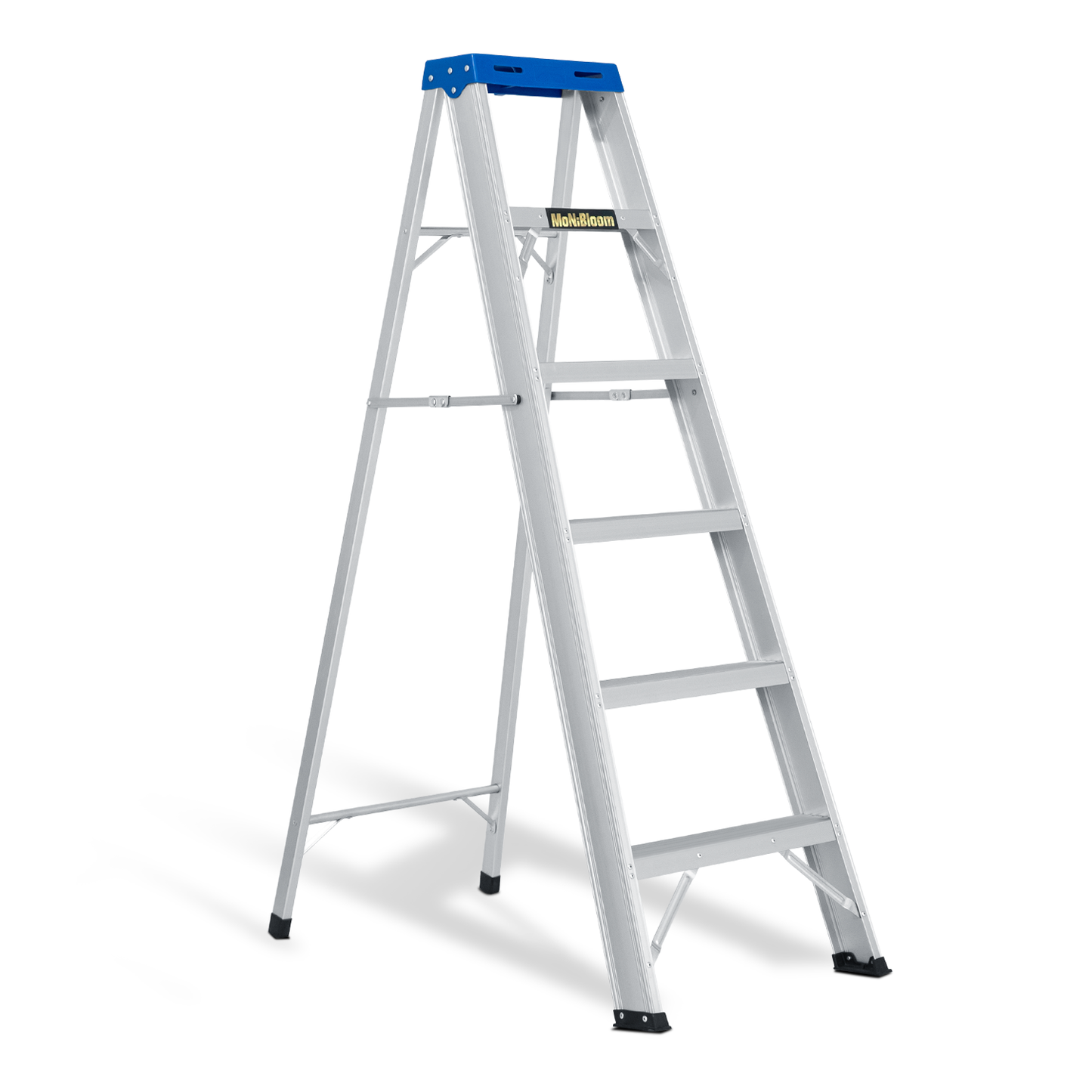 A-Frame Folding Ladder w/Tool Tray - 5 Steps 4.88 ft/58.5", Blue/Silver