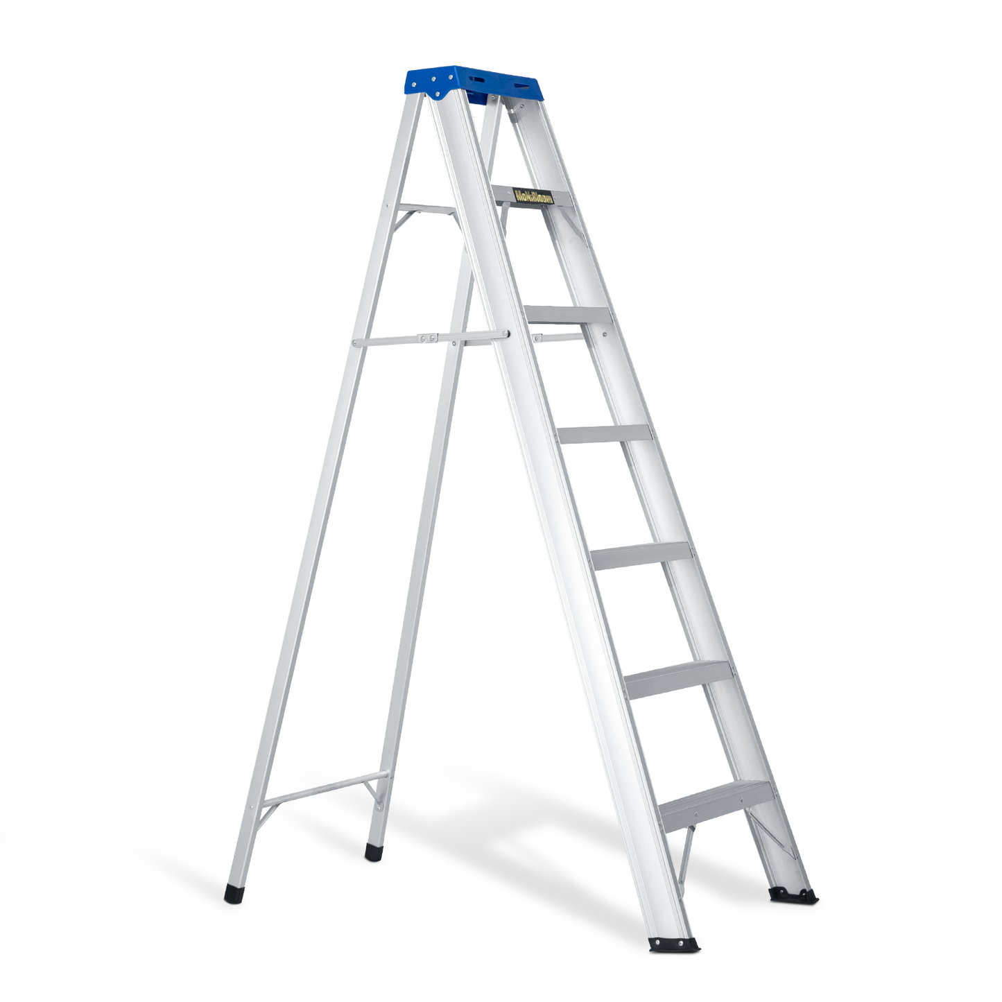 A-Frame Folding Ladder w/Tool Tray - 6 Steps 5.66 ft/67.9", Blue/Silver
