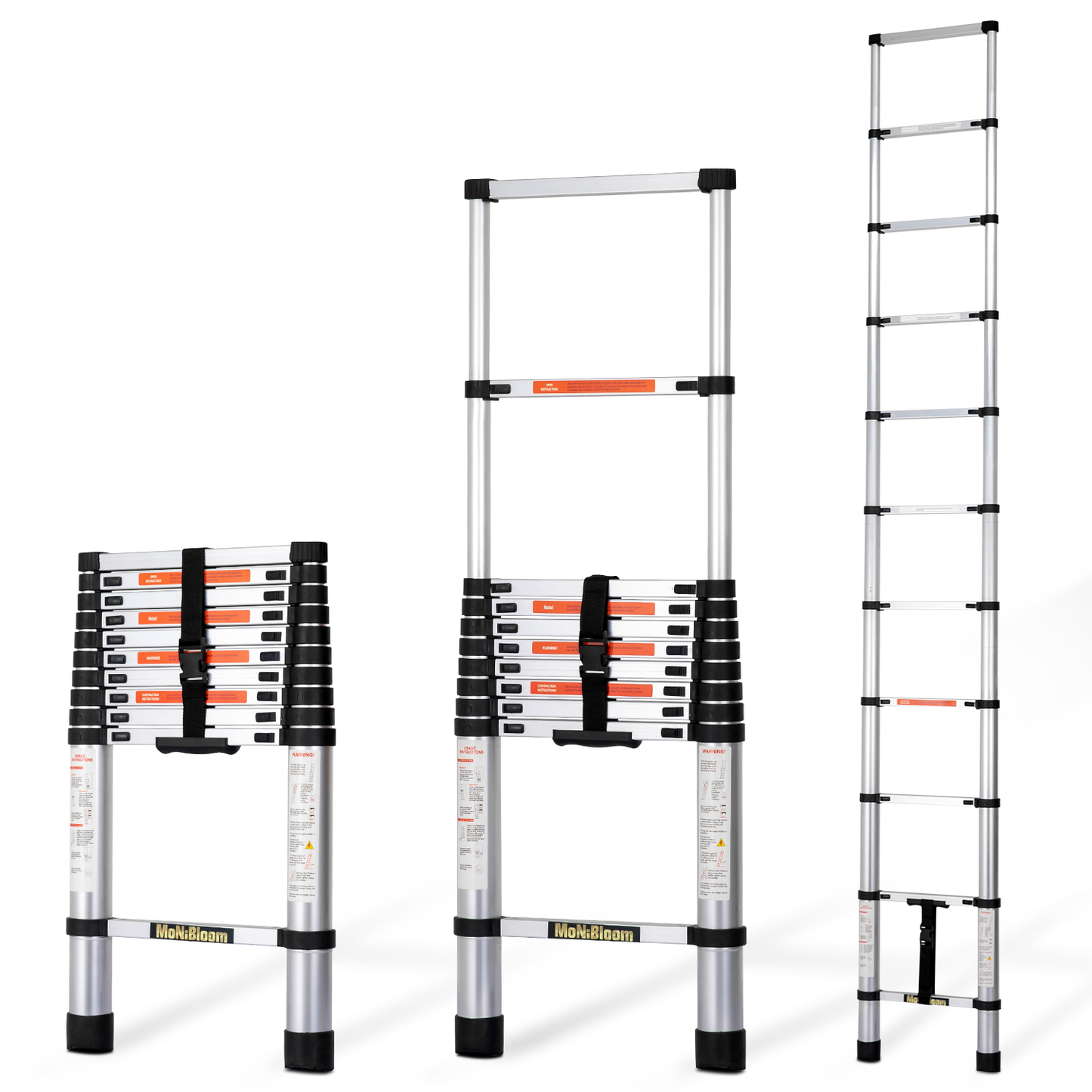 Telescoping Ladder - 11 Steps 10.58 ft/127.0", Black/Siiver