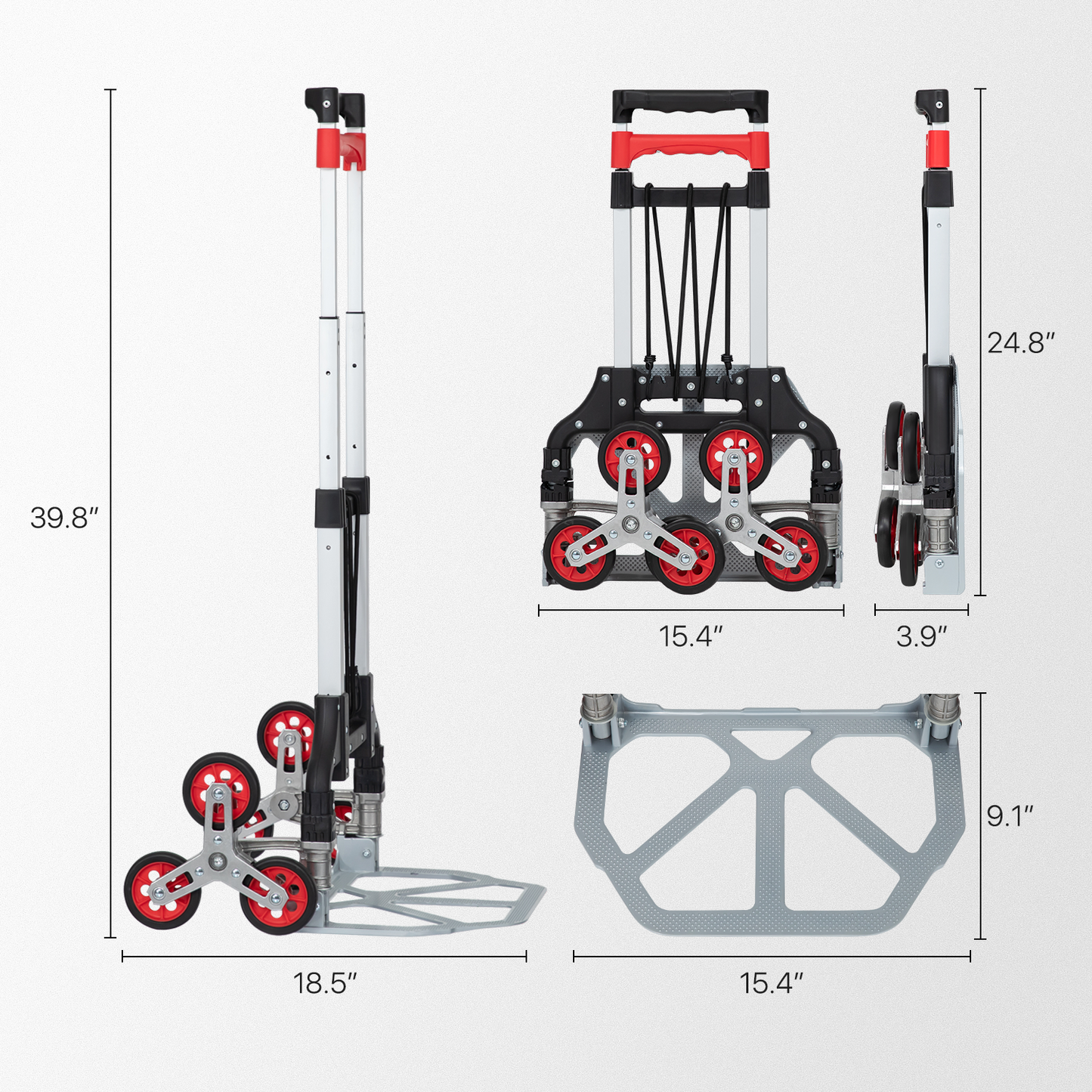 6-Wheeled Folding Hand Truck w/Stair Climber - Black/Silver