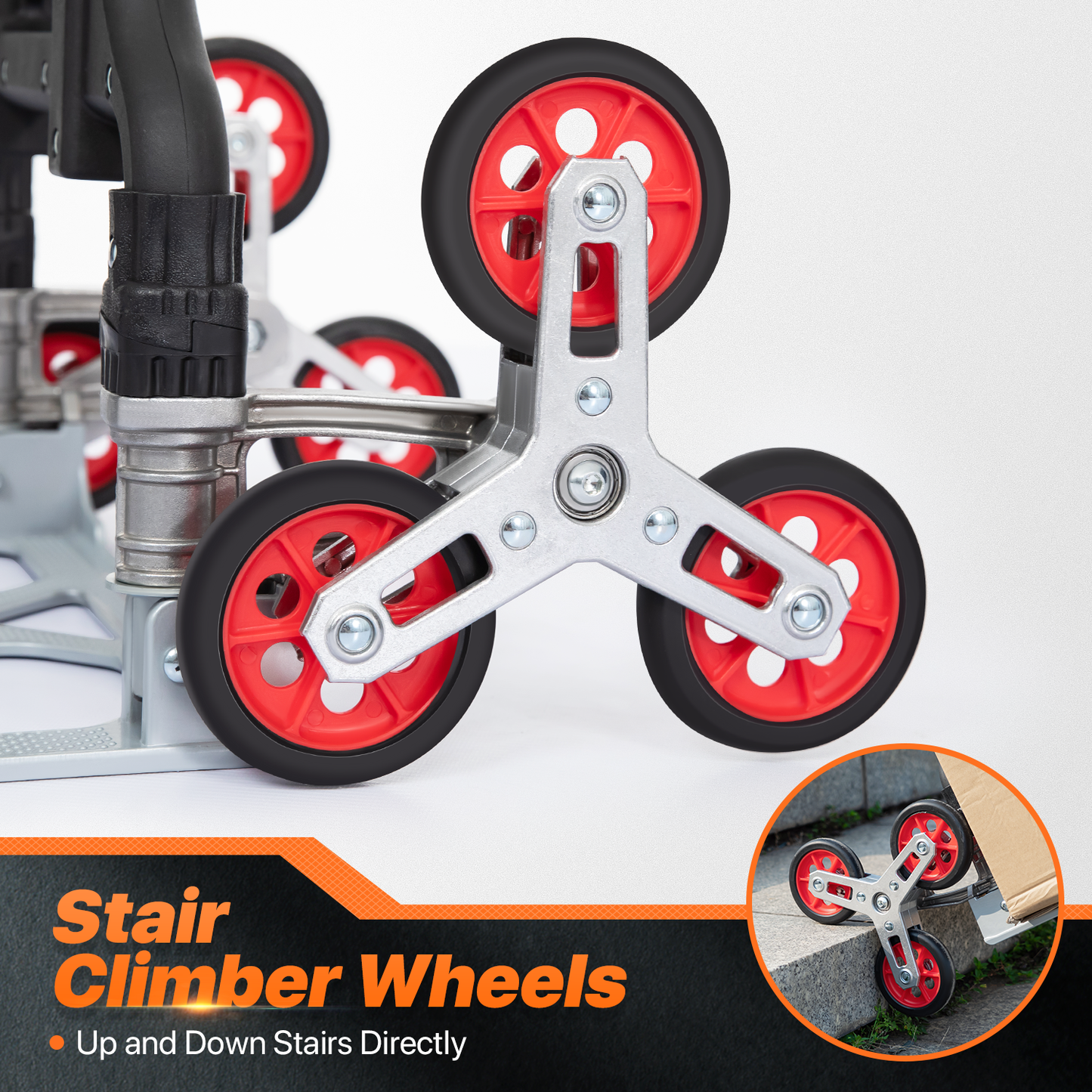 6-Wheeled Folding Hand Truck w/Stair Climber - Black/Silver