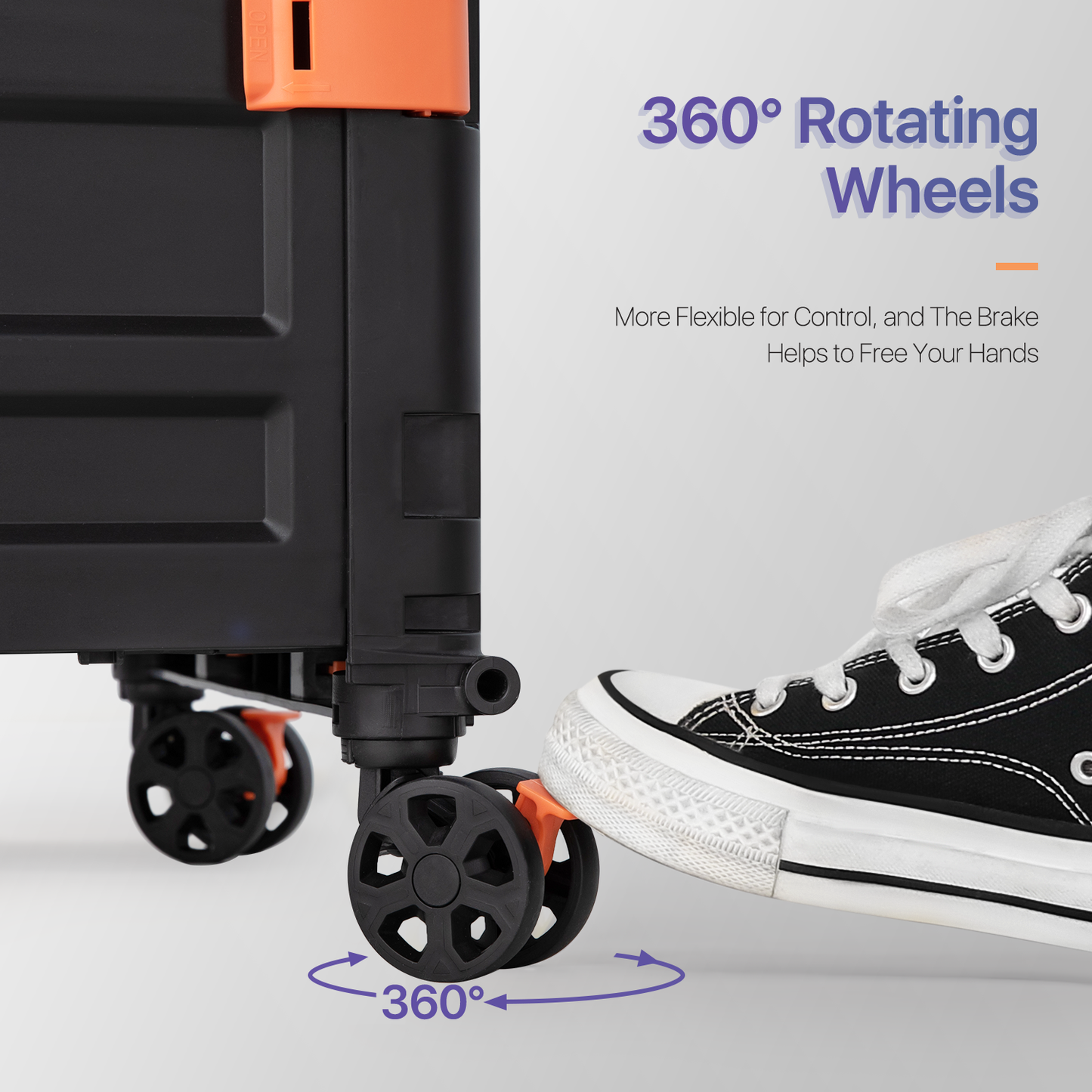 4-Wheeled Folding Shopping Cart w/Swivel Caster - 55 Litre