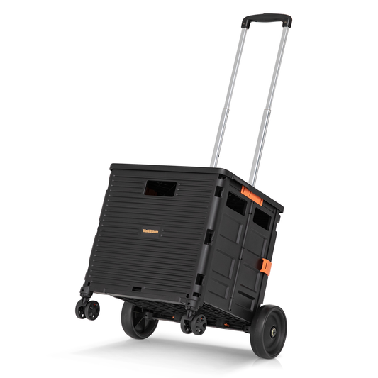 4-Wheeled Folding Shopping Cart w/Oversized Rear Caster - 55 Litre