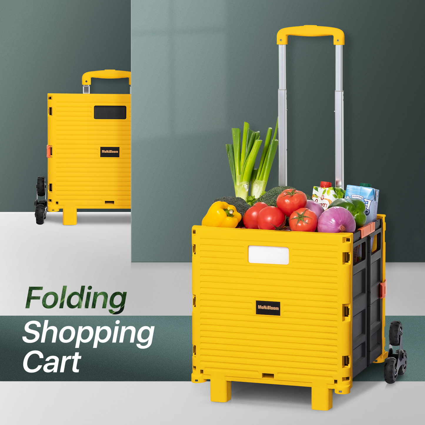 2-Wheeled Folding Shopping Cart w/Stair Climber - 55 Litre
