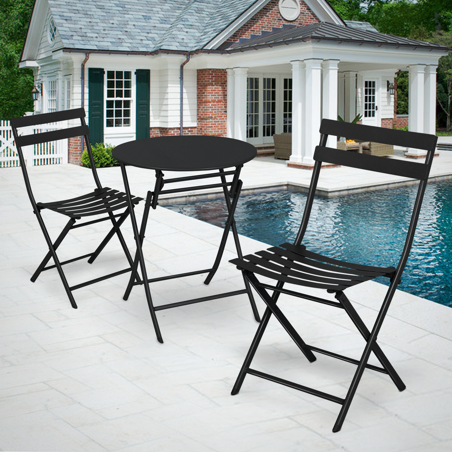 Patio Bistro Set - Metal Table & 2 Chairs