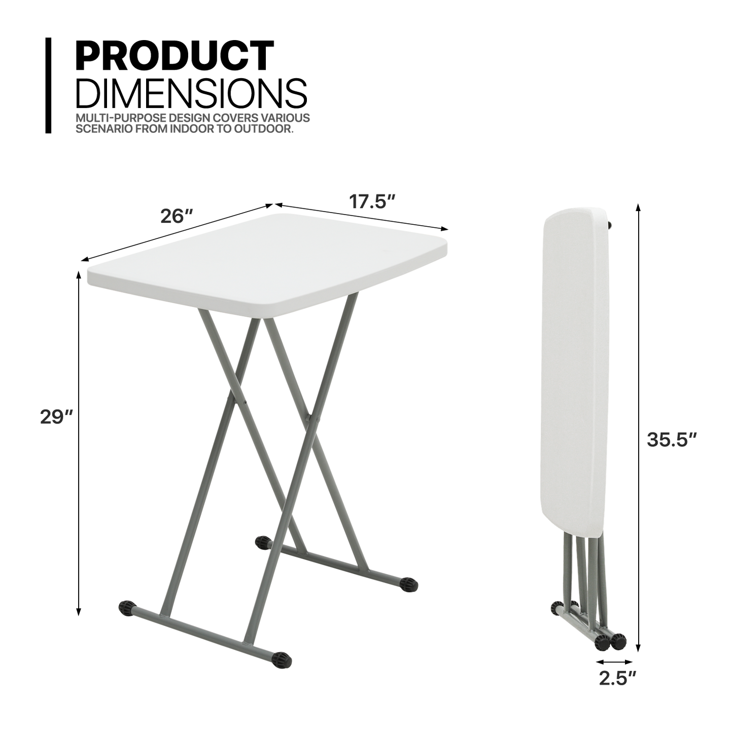 TV Tray 36"x17.5"x29" - 3 Motions Adjustable