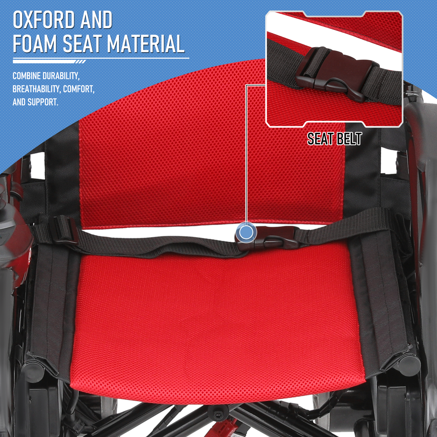 Foldable Electric Wheelchair - 12 Miles of Battery Life - Steel Frame Oxford Seat