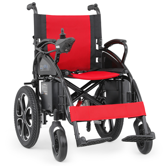 Foldable Electric Wheelchair - 12 Miles of Battery Life - Steel Frame Oxford Seat