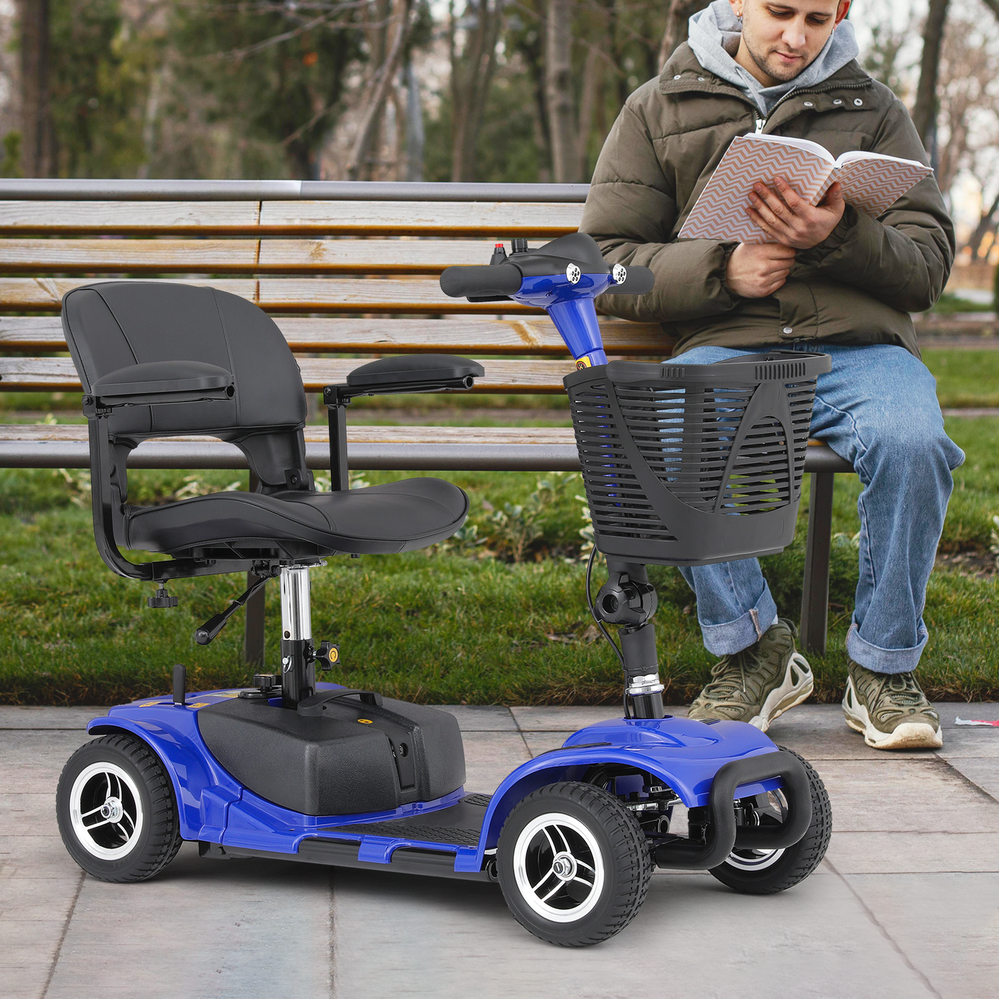 4-Wheels Mobility Scooter - 12 Miles of Battery Life - Adjustable Seat - Up to 3.8mph