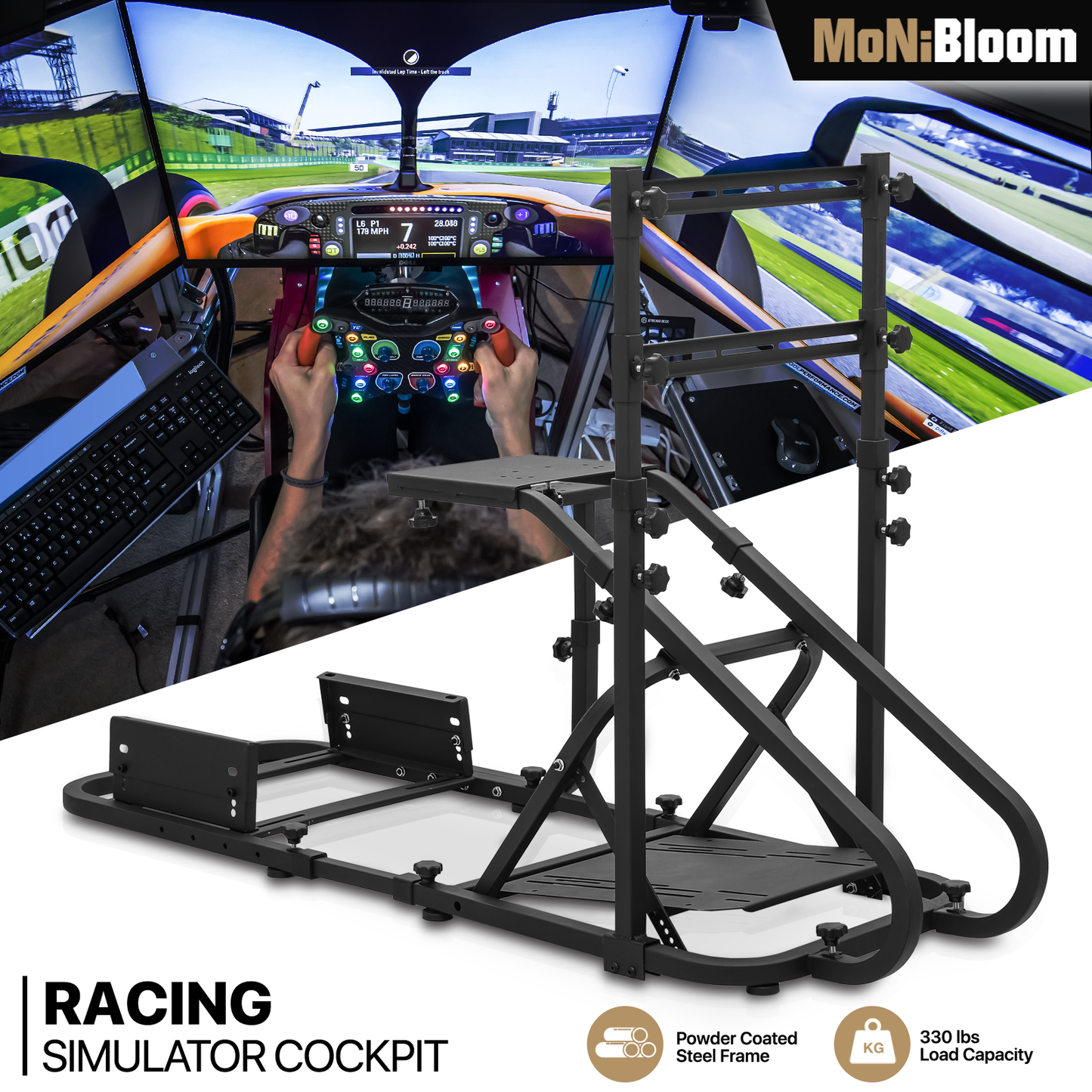 Racing Simulator Cockpit Wheel Stand with TV Mount Stand