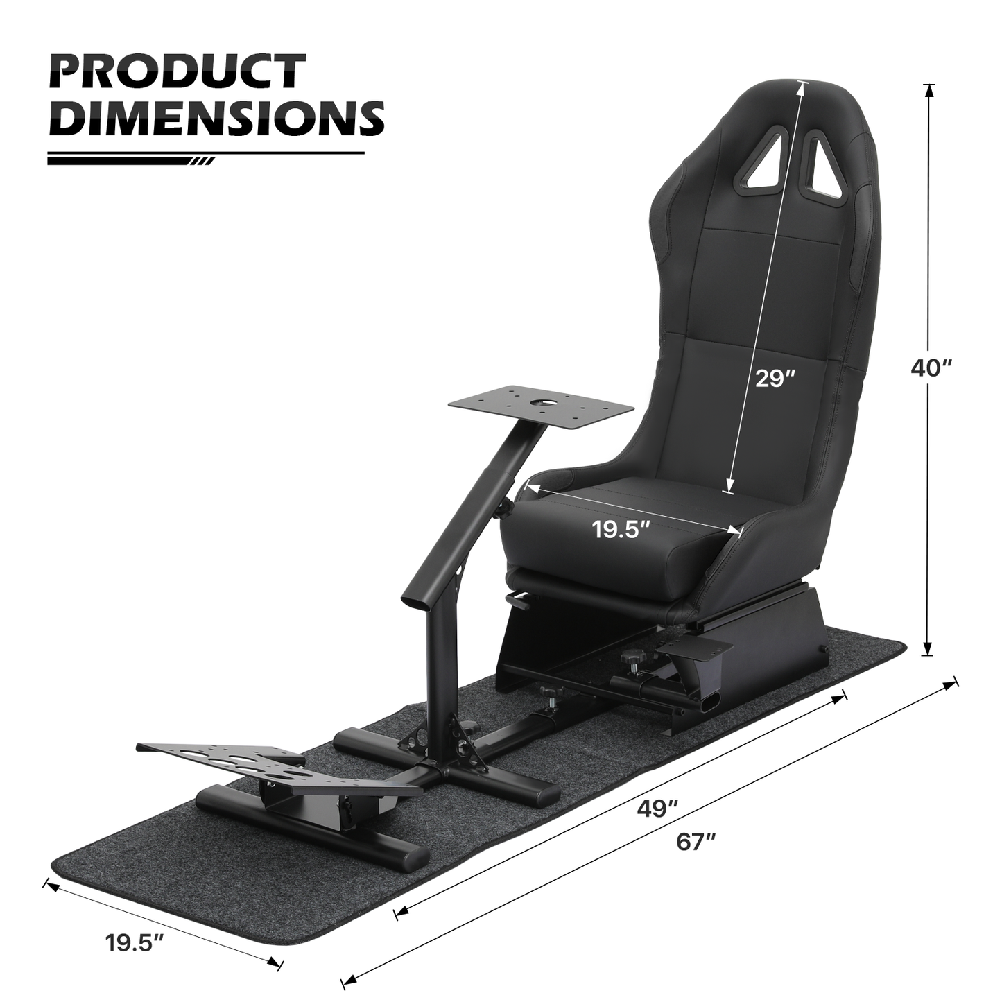 Racing Simulator Cockpi - Adjustable Gaming Seat - Black