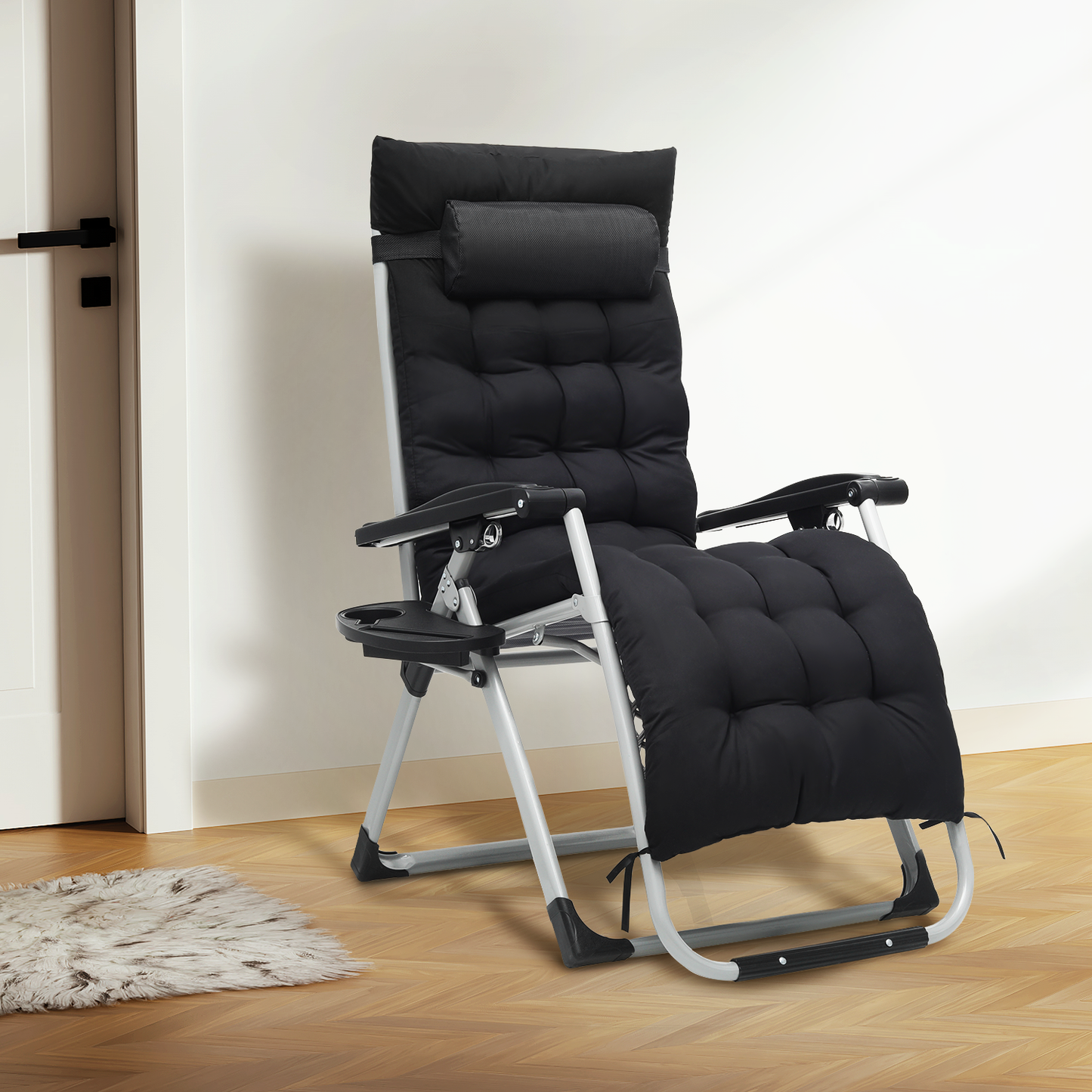 Folding Zero Gravity Chair 20.5"x28"x44" - Detachable Cushion & Headrest