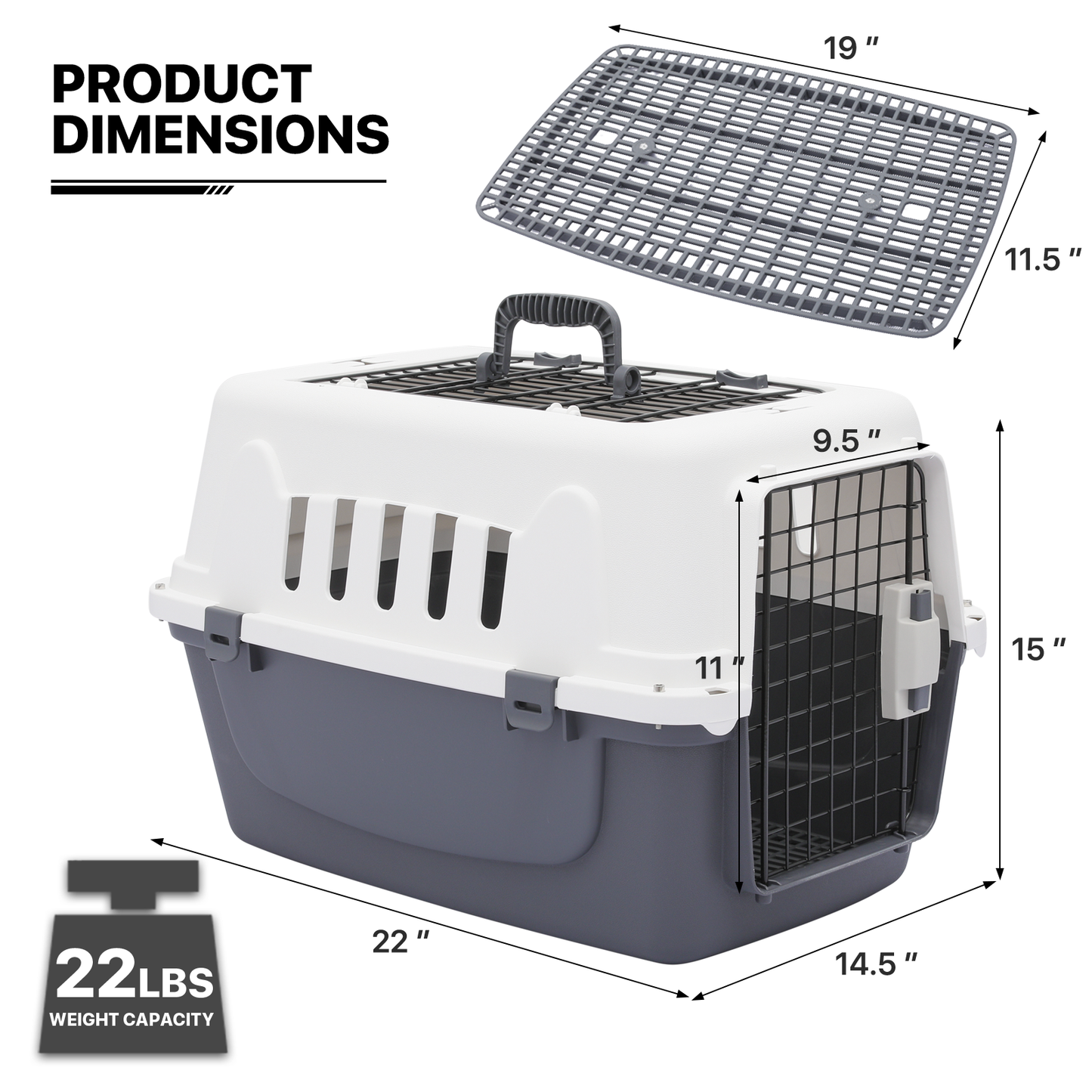 22" Pet Hard Sided Travel Carrier