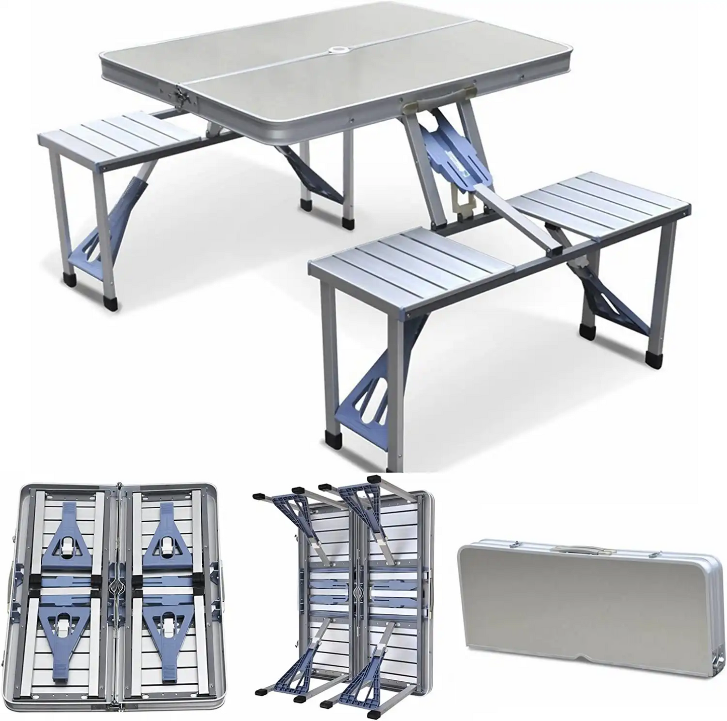 Aluminum  Folding Camping Picnic Table Set With 4 Seats