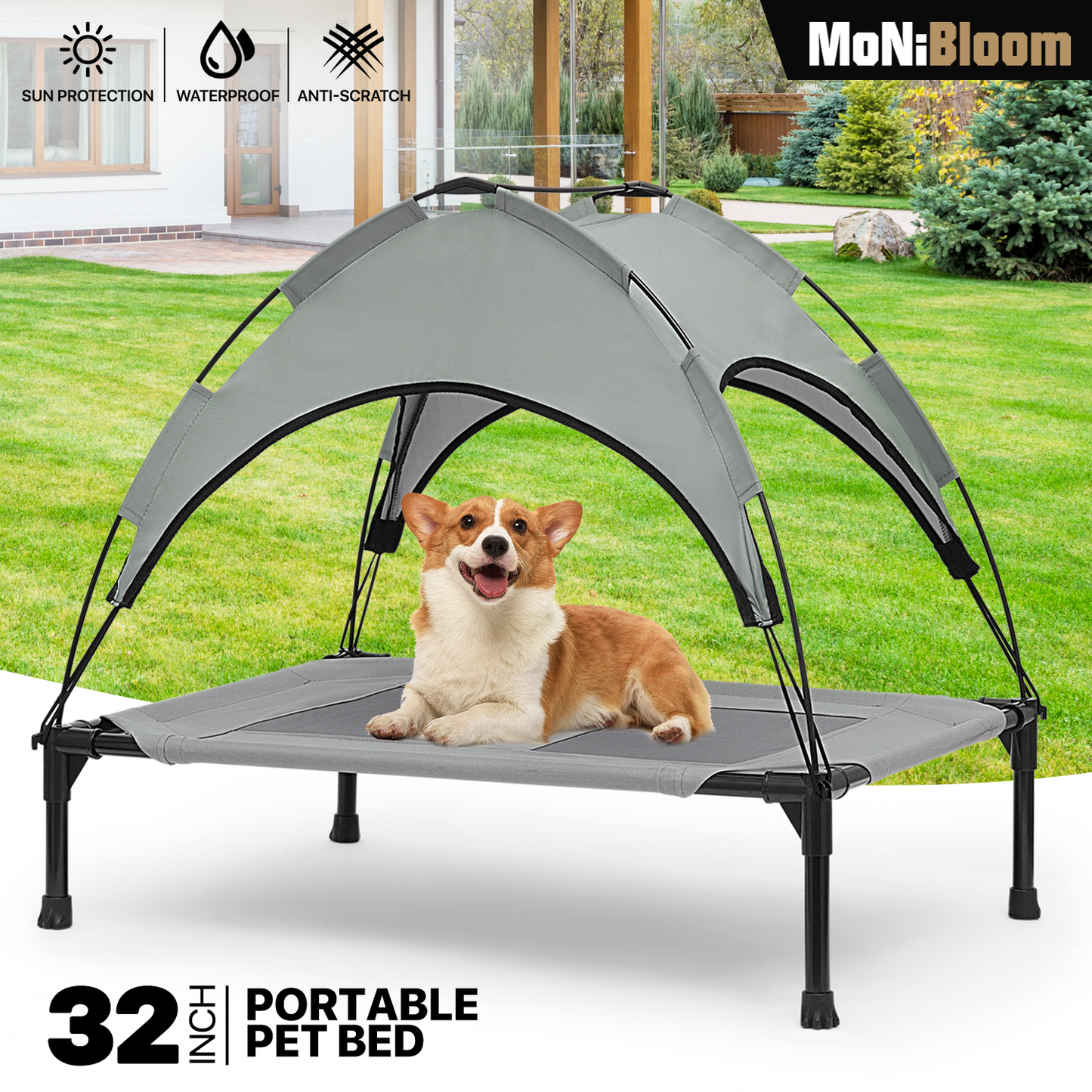 Pet Bed - w/ Canopy - Grey