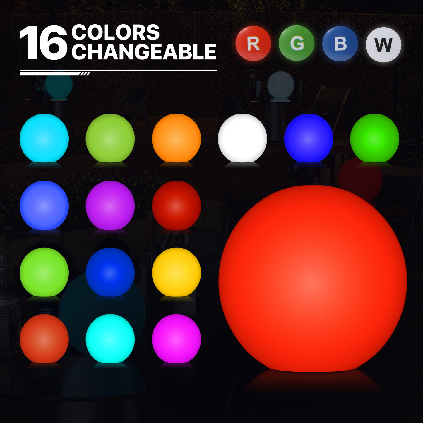 LED - Decor Light - 16''Ball - 16 Colors Remote Control