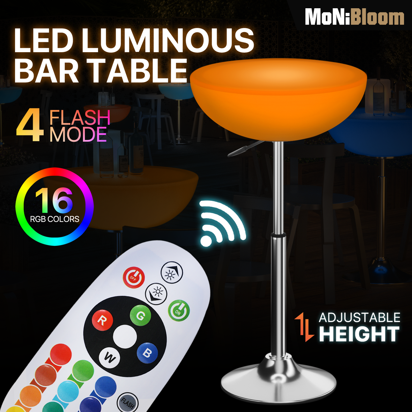 LED - Table - Semicircle - Adjustable Height - 16 Colors Remote Control