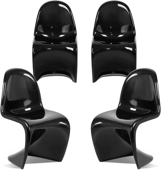 Set of 4 Plastic Dining Chair S-Shaped Curved Modern Seat Home Décor
