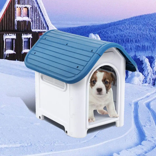 Waterproof Plastic Dog House Puppy Kennel Indoor Outdoor Pet Shelter - Up to 20lb