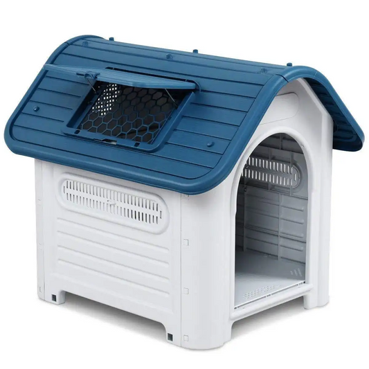 30" High Waterproof Plastic Dog House Pet Kennel Up to 30LB