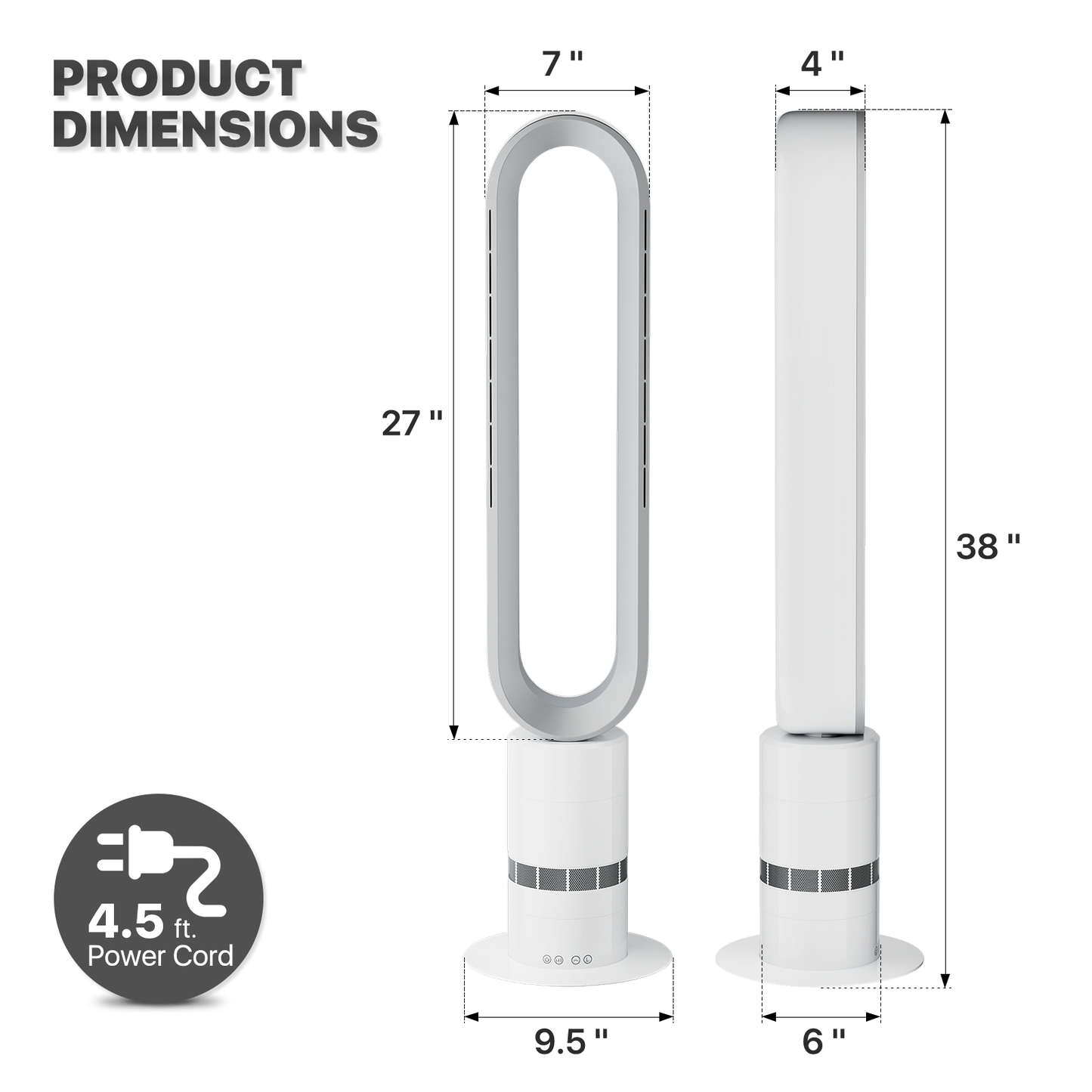 38 Inch Bladeless Fan - 10 Speeds