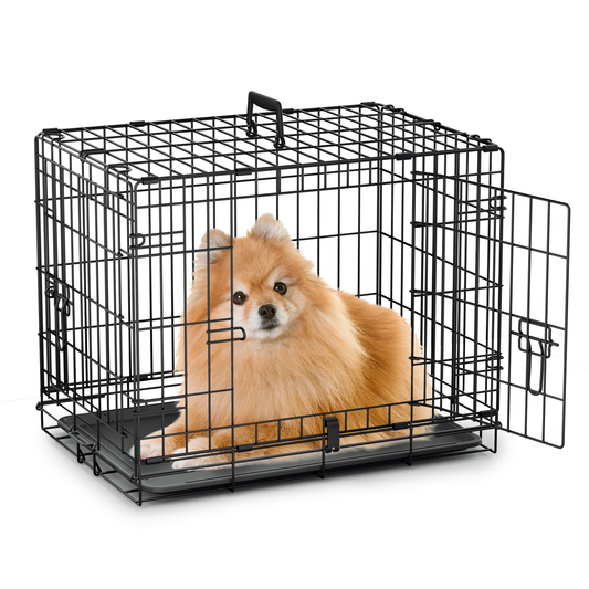 Dog Crate -  Metal Frame - w/Slide-out Tray - Black