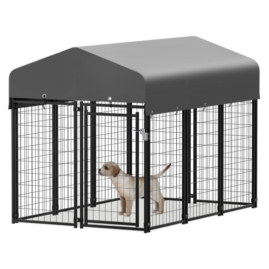 Yard Kennel - 75''Length w/ Roof Cover - Black