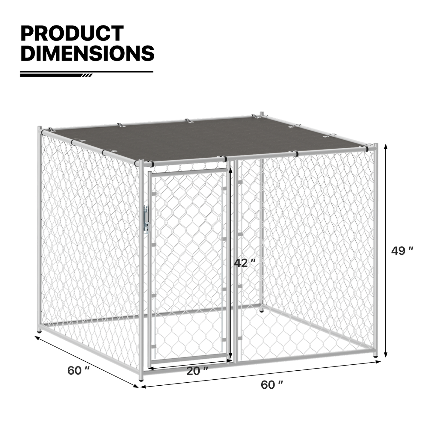 Pet Cage - 60''Length 49''Height - 4 Pcs - Sliver