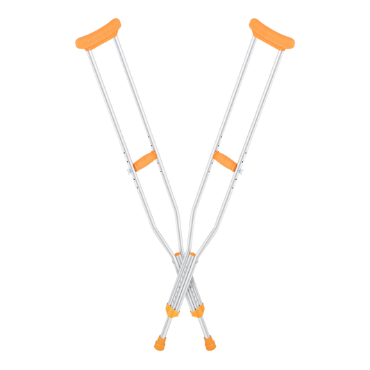 Aluminum Alloy Crutch - 9 Gears Height Adjustable - 5 Gears Grip Height Adjustable - 2PCS - Silver/Yellow