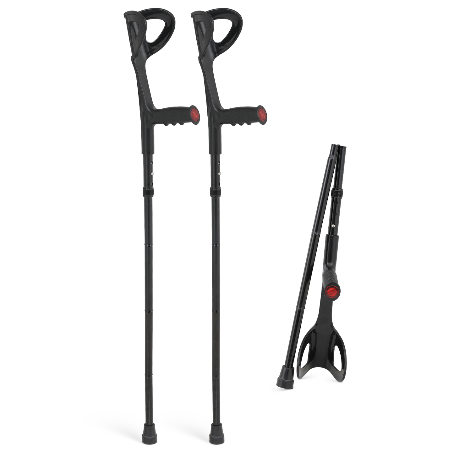 Foldable Aluminum Alloy Forearm Crutch - 40.5''-42.5'' 3 Gears Height Adjustable - Black