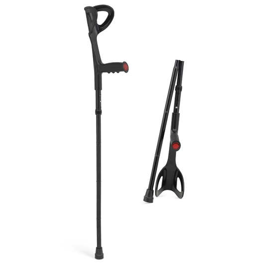 Foldable Aluminum Alloy Forearm Crutch - 40.5''-42.5'' 3 Gears Height Adjustable - Black