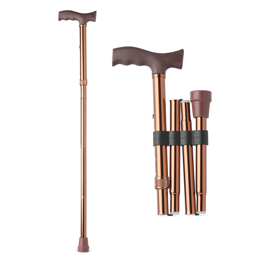 Foldable Aluminum Alloy Walking Cane - 32''-36'' 5 Gears Height Adjustable - Bronze