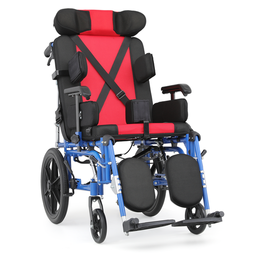 Wheelchair - Aluminum Alloy Frame Foam Seat - 100°-160° Adjustable Backrest - 18*14.5'' Seat Size