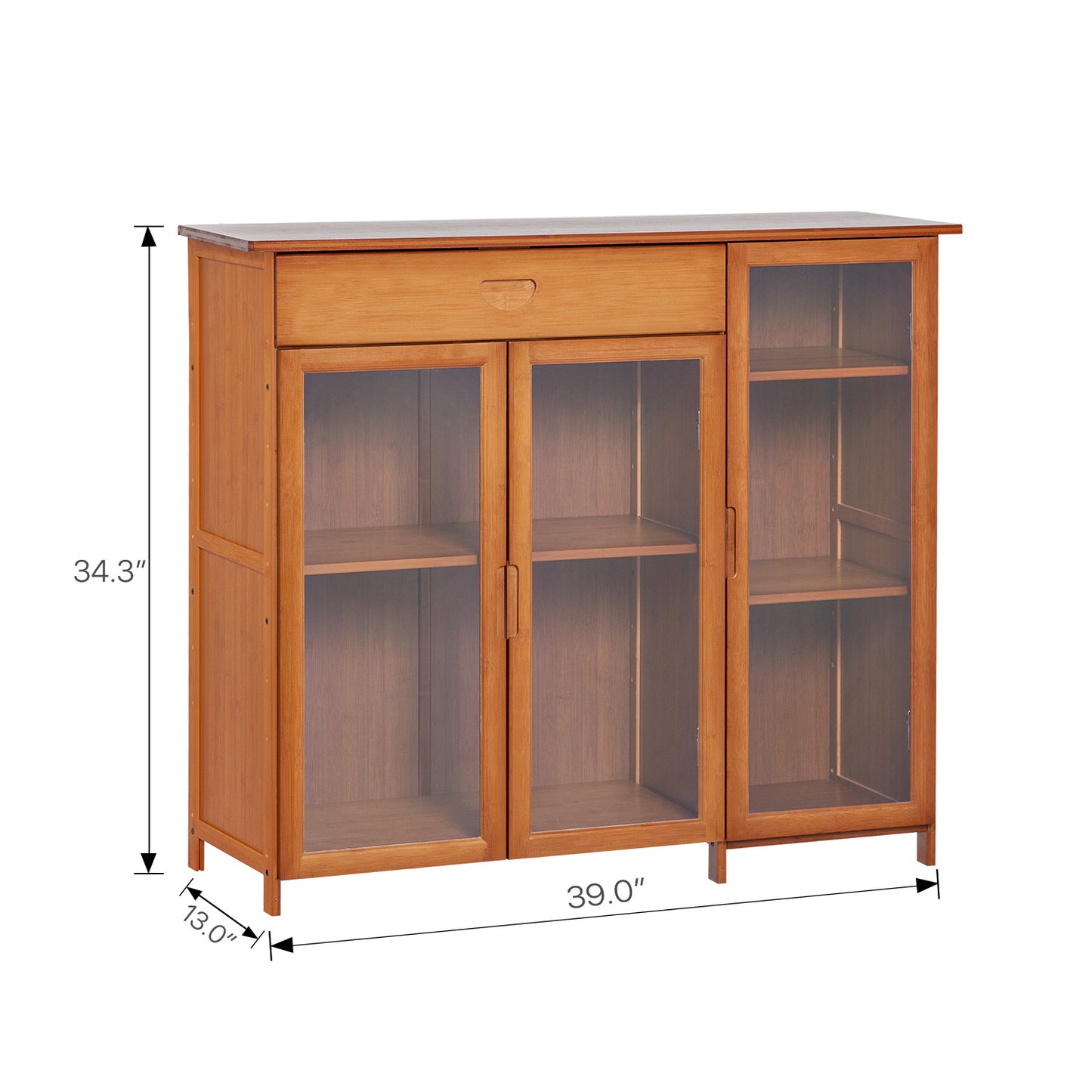 Visible Three-Doors Cupboard - Bamboo/Acrylic - Brown
