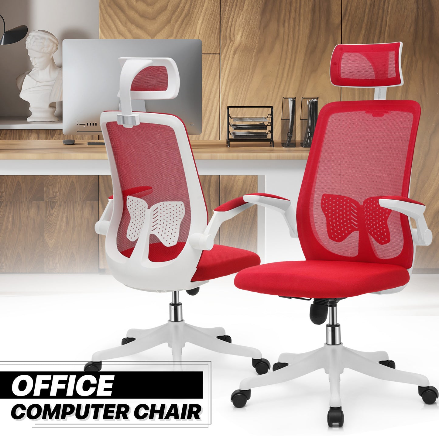 Set of 2 Mesh Office Chair w/Headrest