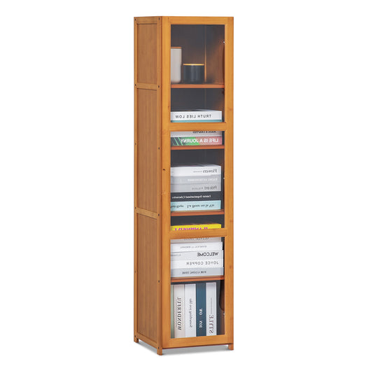 Visible Single Door Bookcase - Bamboo/Acrylic - Brown