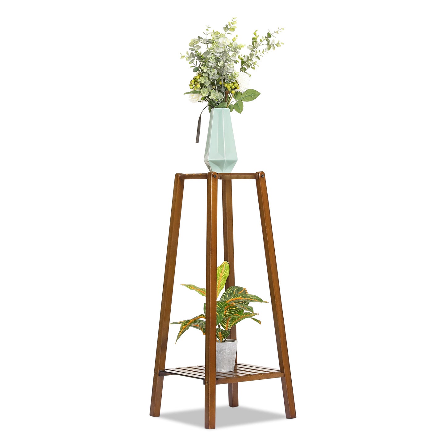 Flower Plant Stand Display Tower - A Shape - Brown