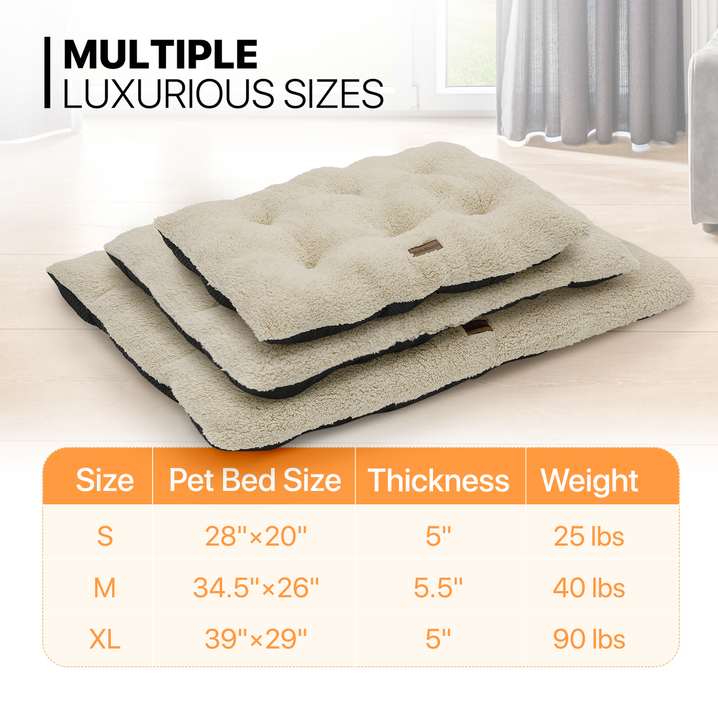 Pet Bed - Rectangle - 34.5'' Length - Short Plush - Machine Washable