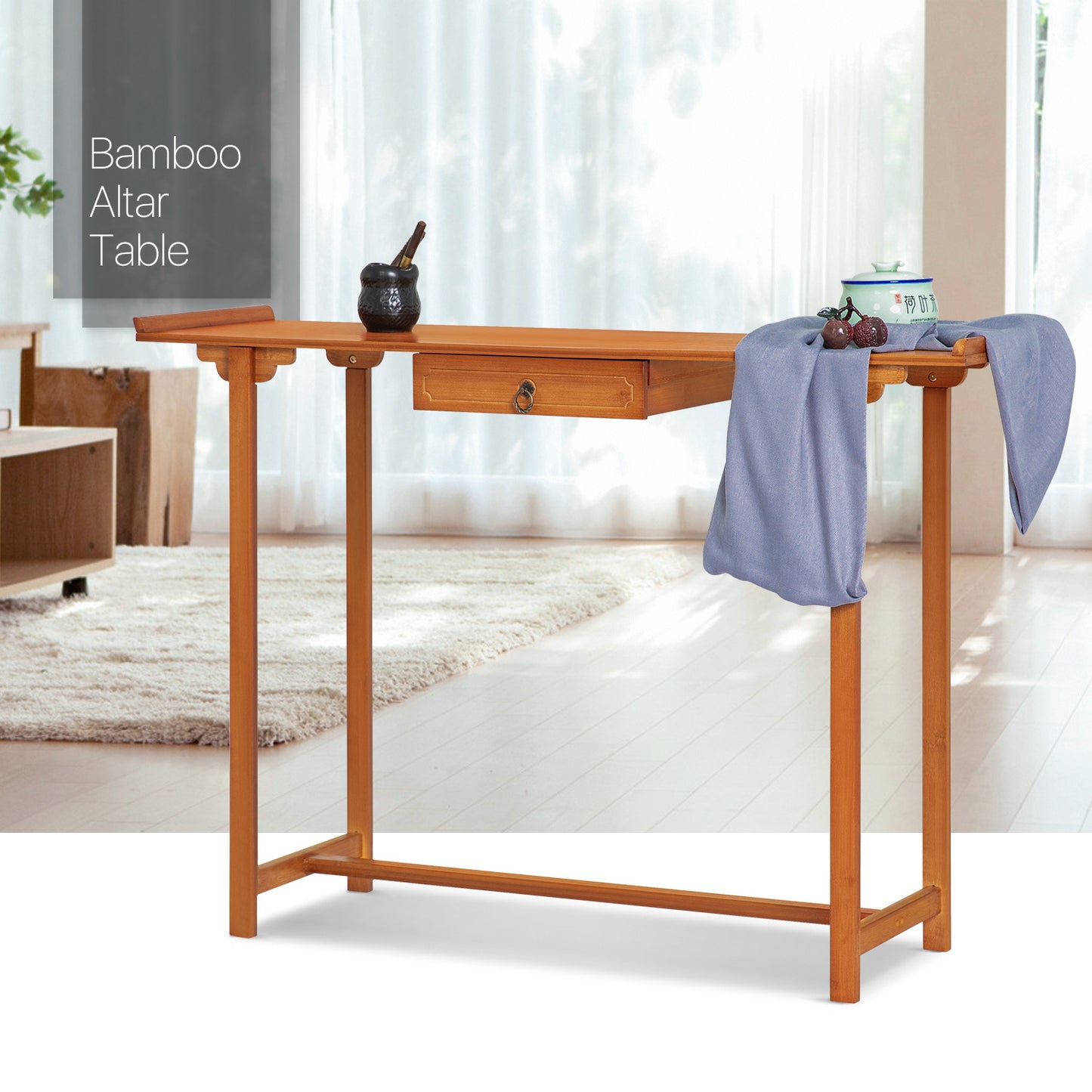Chinese Altar Table w/Drawer - Brown
