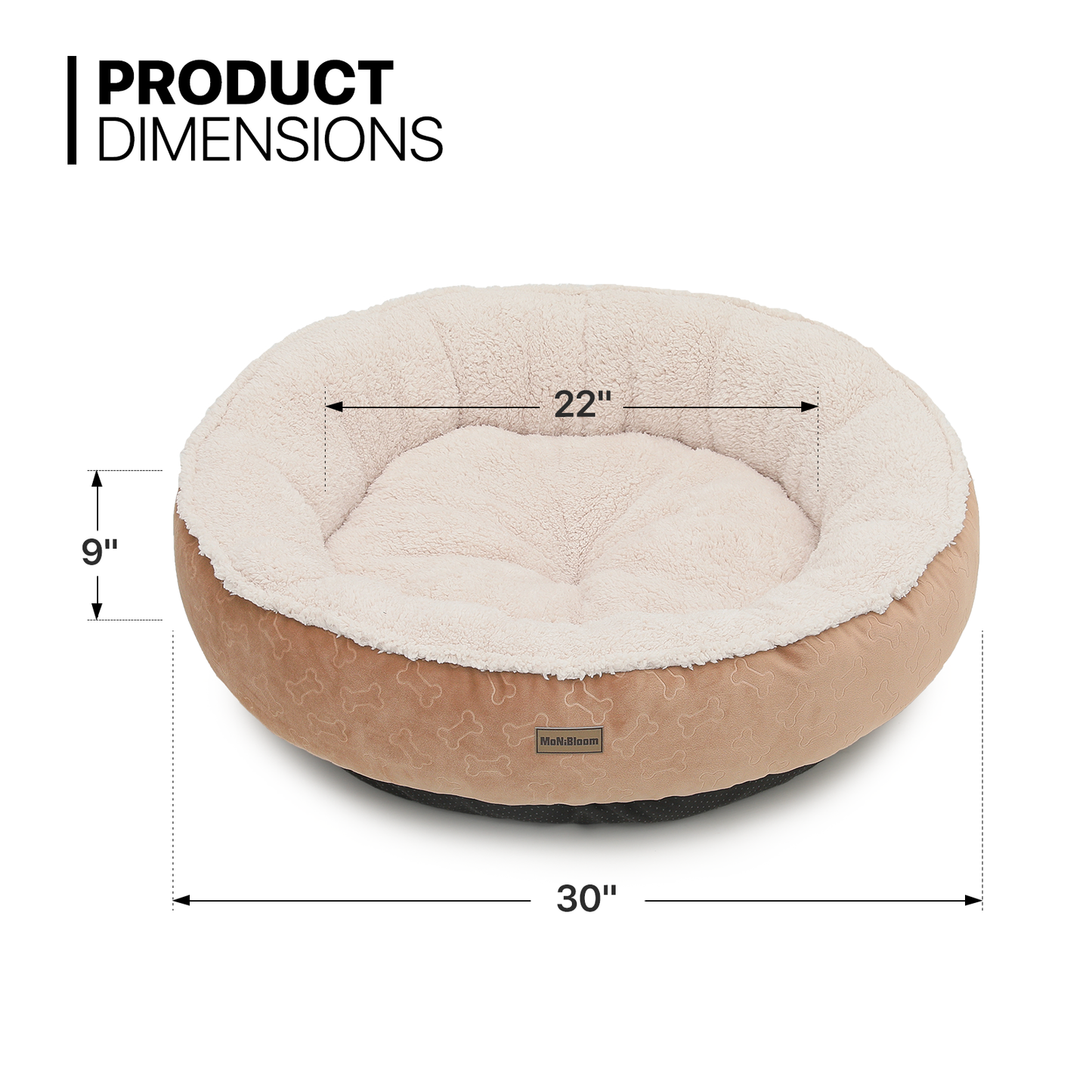 Pet Bed - Round - 30'' Diameter - Short Plush - Machine Washable