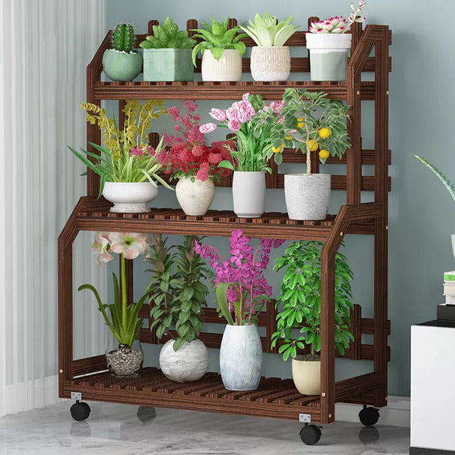 31" Rolling Plant Stand Shelf - 3 Tiers