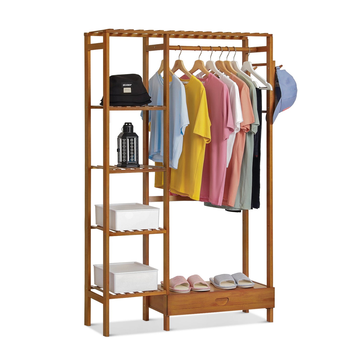Garment Cabinet Clothes Organizer - with Drawer - Brown