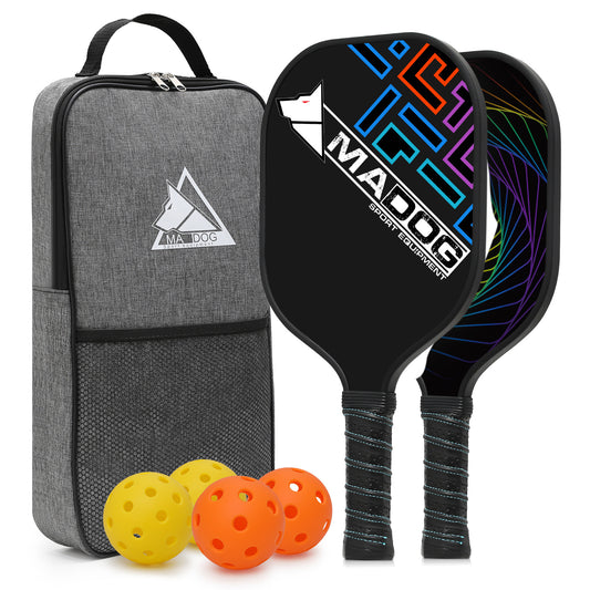 Pickleball Racket Set - Fiberglass Combination - 2 Rackets or 4 Rackets + 4 balls + 1 bag