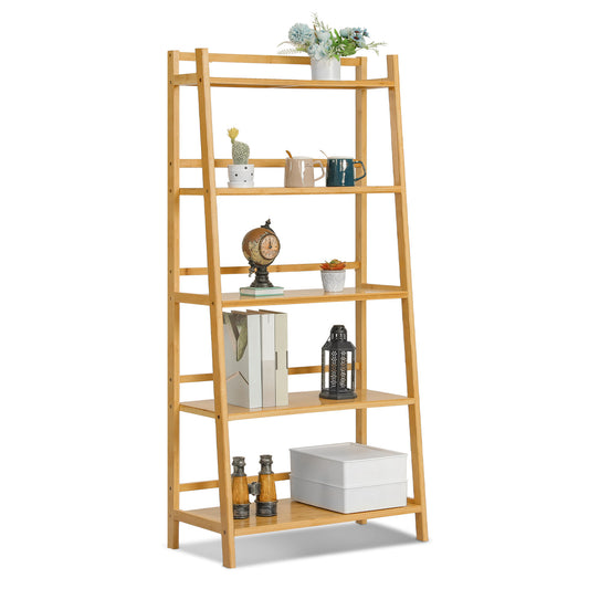 Simplified Trapezoid Multi-Functional Flower Plant Rack - 5 Tier - Natural
