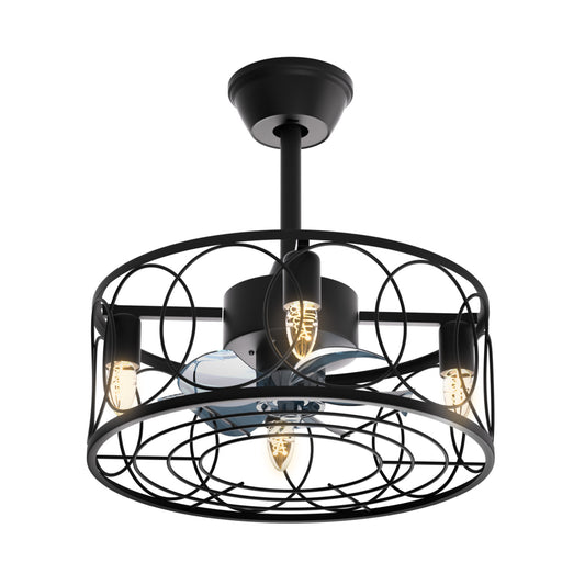 18" Caged Ceiling Fan  - 3 Color Changing - 3 Speeds w/2 Down Rods