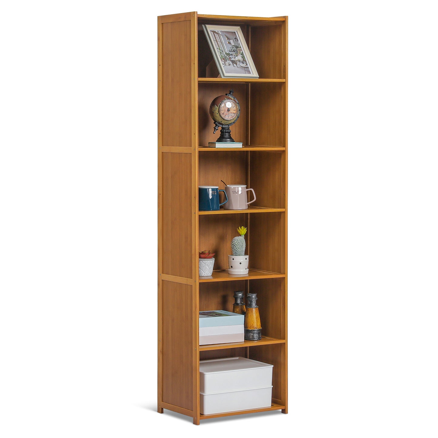 Multi-Functional Freestanding Display Storage Shelf - 6 Tier - Brown